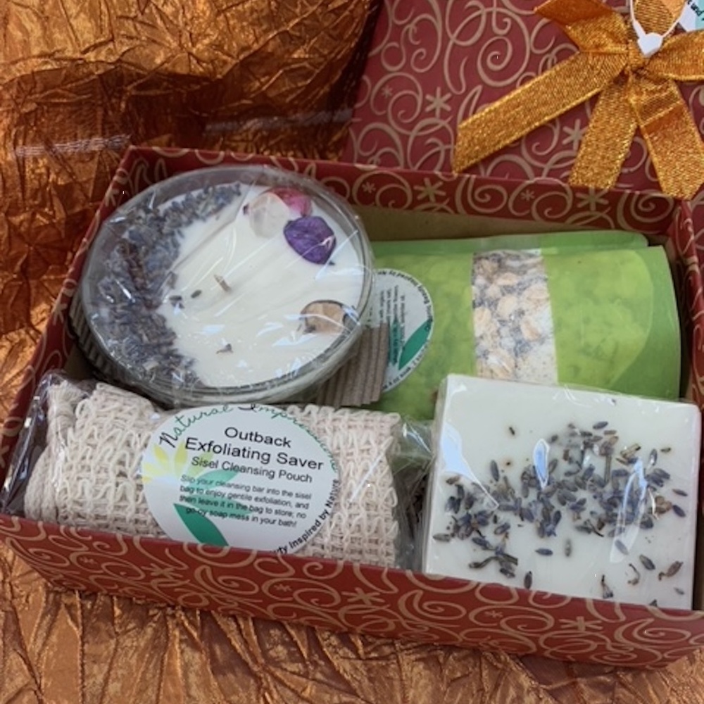 Handmade Lavender Spa Gift Package with Meditation Candle in Reusable Gift Box